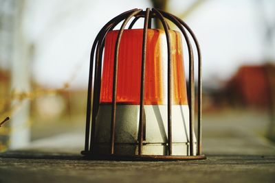 Close-up of outdoor signal lamp