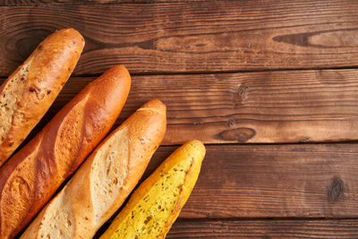 High angle view of bread on table