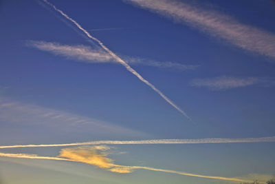 Low angle view of vapor trail in sky