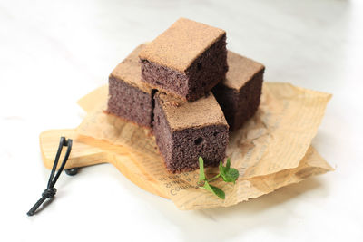 Black glutinous rice chiffon cake. soft and moist sliced cake,