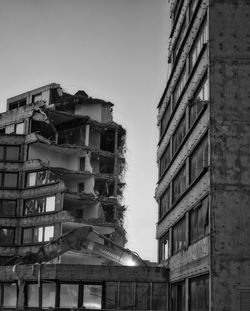 Low angle view of buildings against clear sky