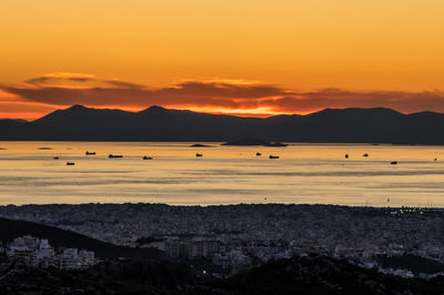 Scenic view of sunset over sea