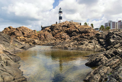 Farol da barra. the biggest postcard of the city of salvador, bahia,, brazil.