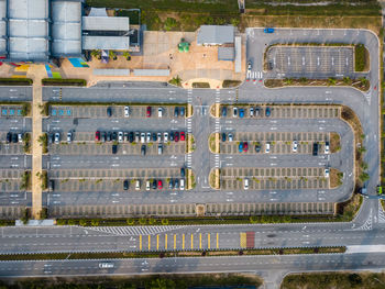 High angle view of cars in city