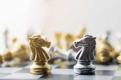 Close-up of chess pieces