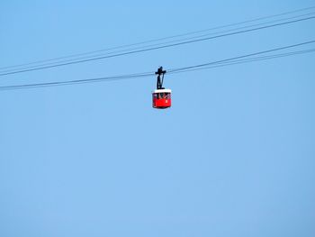 Low angle view of cables against clear blue sky