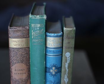 Close-up of books in shelf