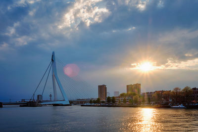 View of buildings against cloudy sky during sunset