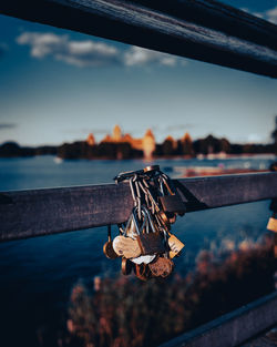 Padlocks on railing