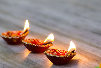 Close-up of lit candles