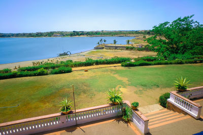 Scenic view of swimming pool against sky