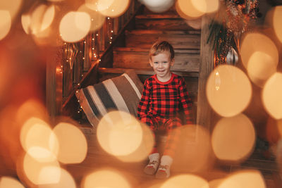 Full frame shot of illuminated christmas tree