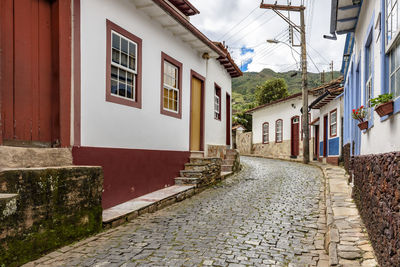 Historic street with colonial houses in ouro preto city