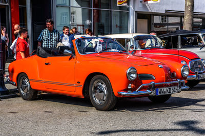 Vintage car on street in city