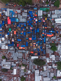 High angle view of buildings in city