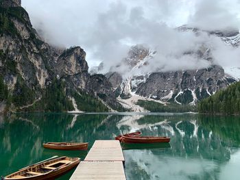 Scenic view of lake and mountains