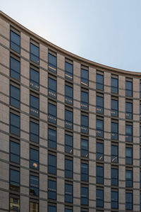 Low angle view of modern building against clear sky