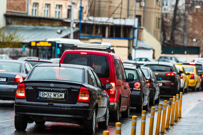 View of traffic on city street