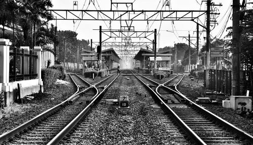 Railroad tracks on railroad track