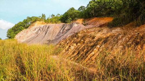 Scenic view of land against sky