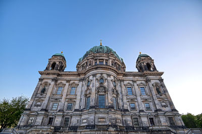 Low angle view of cathedral against blue sky