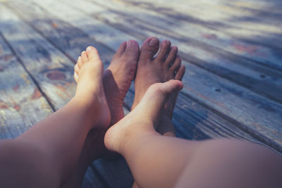 Low section of people relaxing outdoors