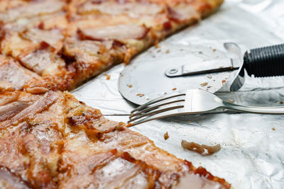 Close-up of pizza on table