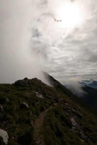 Scenic view of volcanic landscape against sky