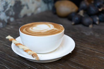 High angle view of coffee on table