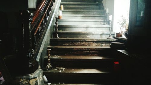 Low angle view of empty staircase in building