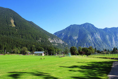 Scenic view of mountains against clear sky