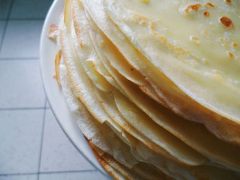High angle view of cake slice in plate