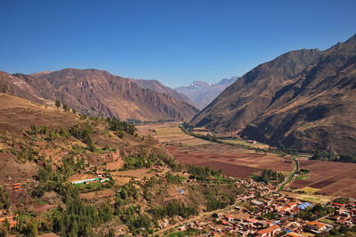 Scenic view of sacred valley from pisac archaeological site, peru