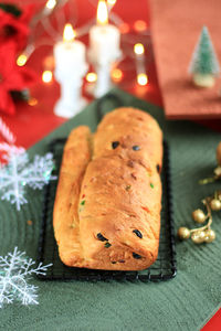 Selected focus christmas stollen traditional fruit bread stollen holiday treats for family 