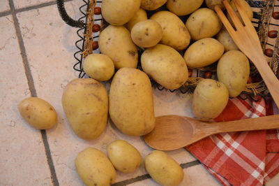 High angle view of fruits on table