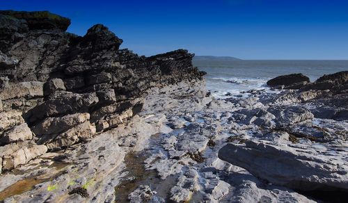 Scenic view of sea against clear sky