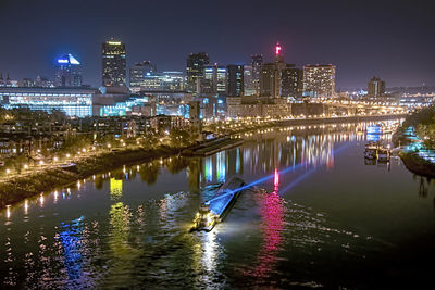 Illuminated city at night