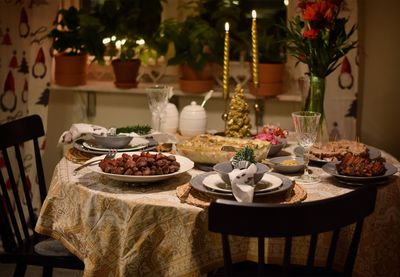 Close-up of food on table