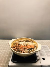 Close-up of food in bowl on table
