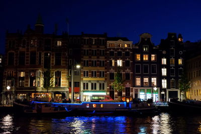 Clear blue skies on amsterdam canal