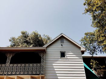 Low angle view of built structure against blue sky