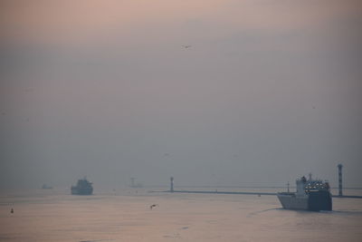 Scenic view of sea at sunset