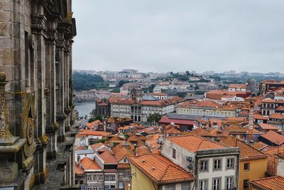 High angle view of townscape against sky