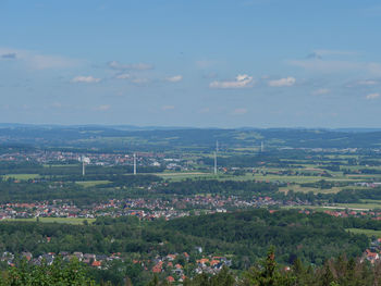 High angle view of townscape against sky