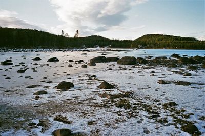 Scenic view of lake against sky