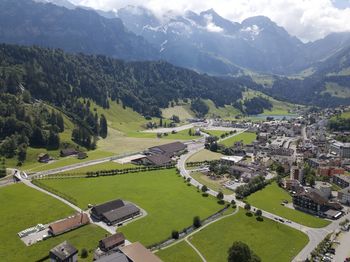 High angle view of landscape against sky