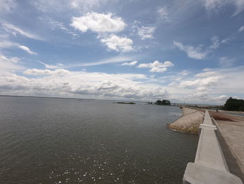 Scenic view of sea against cloudy sky