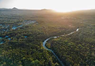 High angle view of landscape against sky