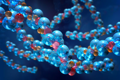 Close-up of molecular structure against blue background