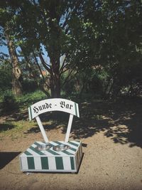 Information sign on tree trunk